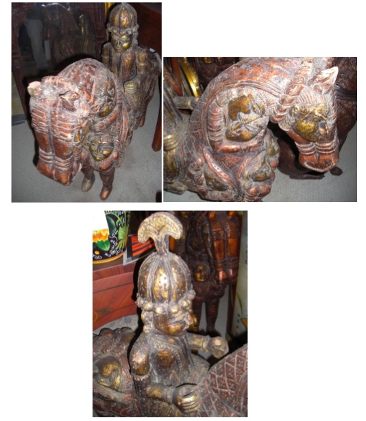 Antique Hand carved Wood Chinese Soldier on Battle Horse Antique Hand carved Wood Chinese Soldier on Battle Horse